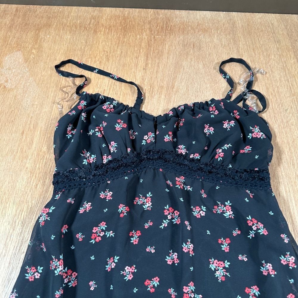 No Boundaries Maxi Dress Women XS Black Floral Boho Crochet Lace Smocked Back - Picture 3 of 9